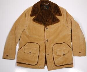 Silton California Vintage 70s Brown Corduroy Sherpa Shearling Rancher Coat Large